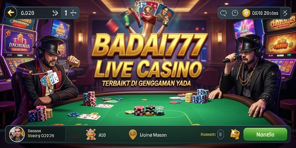 Screenshot gameplay BADAI777 menunjukkan suasana Live Casino yang menegangkan.