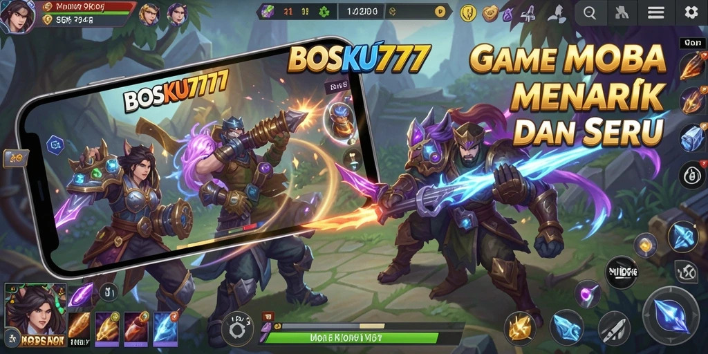 Tampilan gameplay seru di BOSKU777 dengan aksi MOBA terbaik.