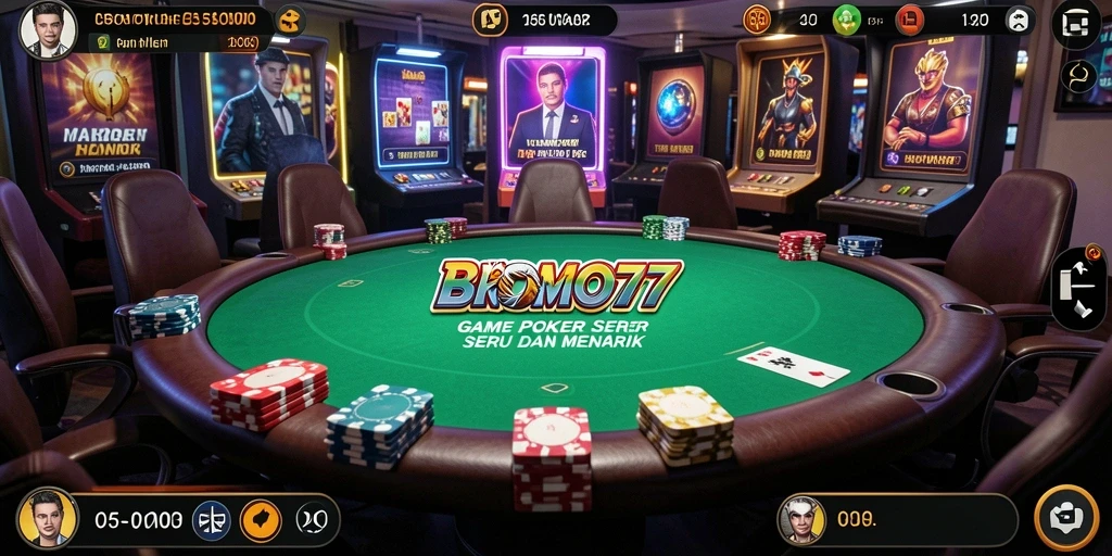 Tampilan fitur gameplay Poker yang menarik di BROMO77.