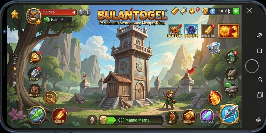 Tampilan gameplay seru dari BULANTOGEL dengan strategi menara.