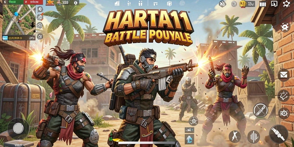 Gameplay HARTA11 yang mendebarkan dalam pertarungan Battle Royale.