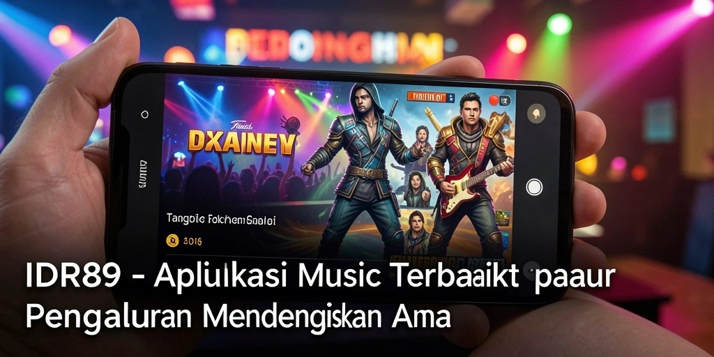 Tangkapan layar utama IDR89 menampilkan antarmuka aplikasi musik yang menarik.