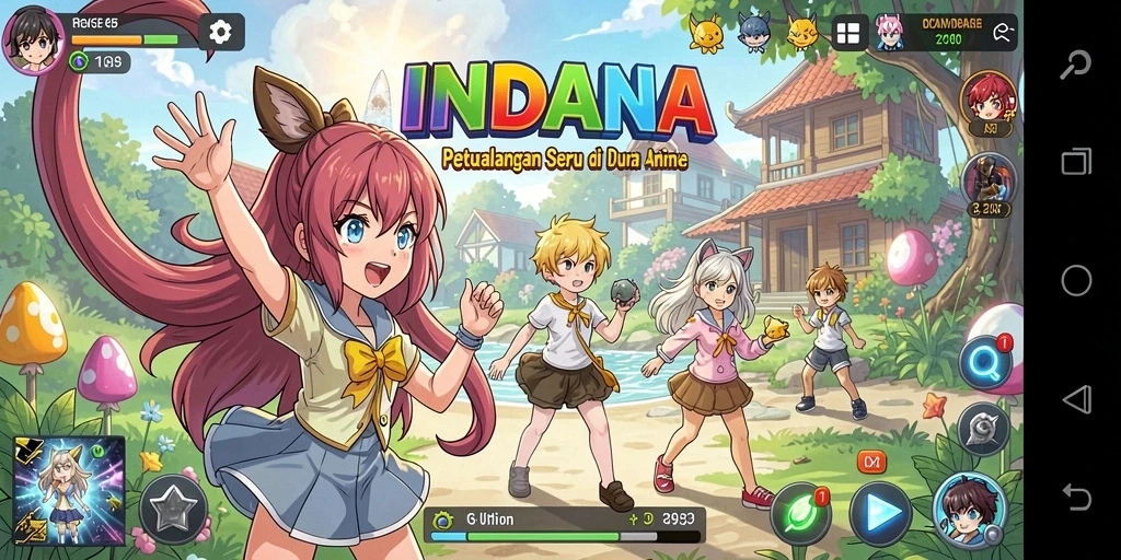 Tampilan gameplay seru dalam INDAAA dengan karakter anime favorit.