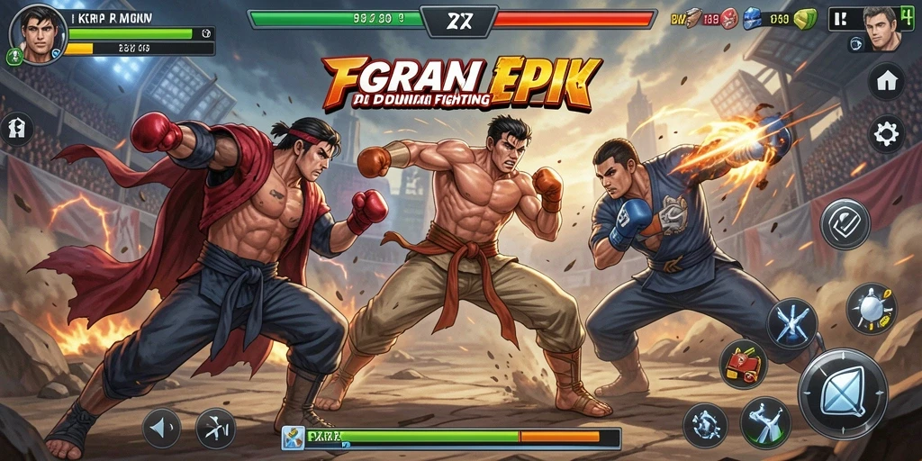 Screenshot menunjukkan aksi pertarungan mendebarkan dalam KKRP.