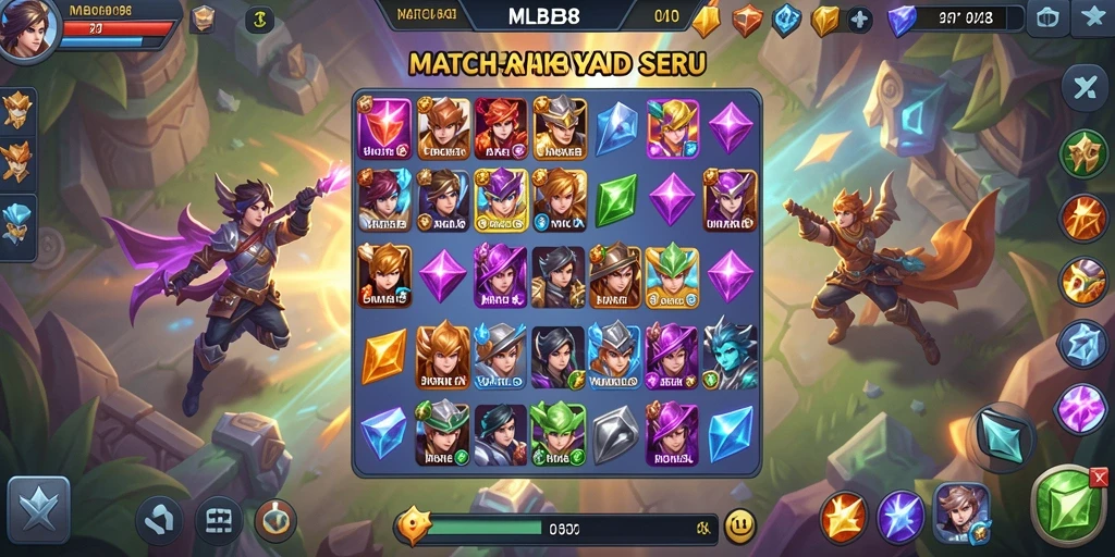 Screenshot MLBB8 menunjukkan serunya gameplay Match-3 yang menantang.