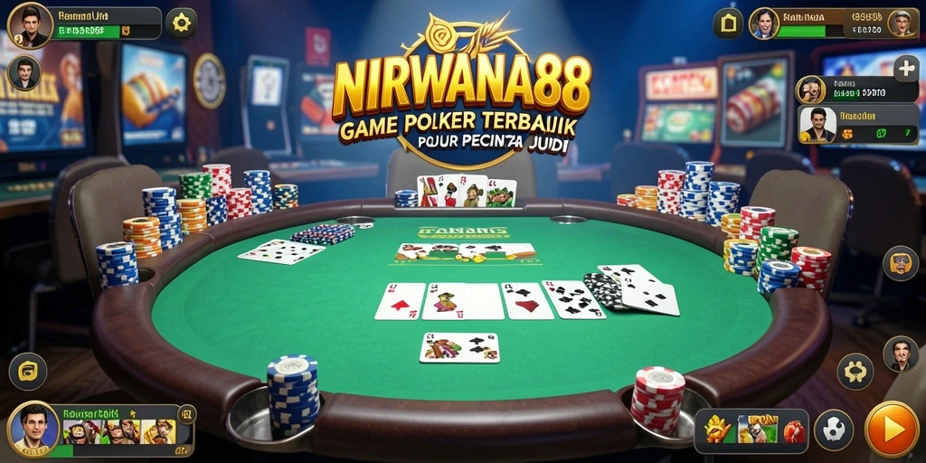Screenshot gameplay intens dari NIRWANA88 yang menampilkan aksi Poker.