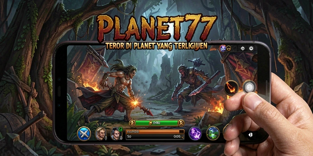 Tampilan gameplay menegangkan di PLANET77 dengan suasana horror yang mencekam.