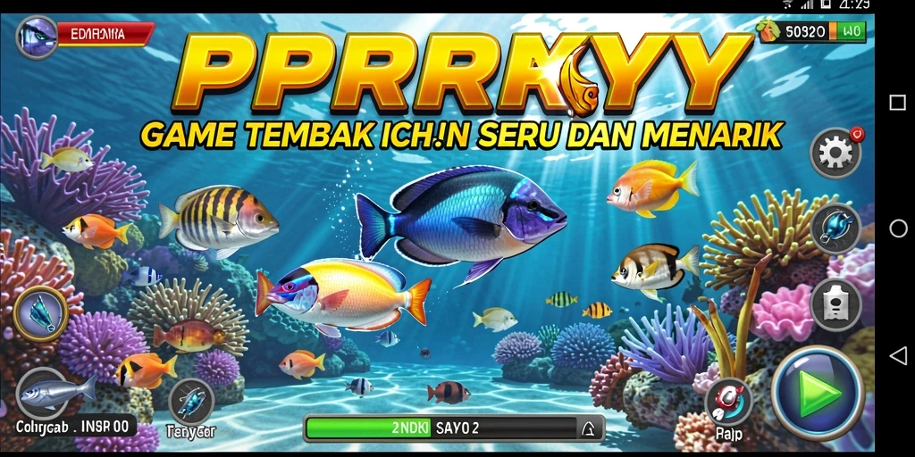 Tampilan gameplay seru dalam PPRRYY saat menembak ikan.