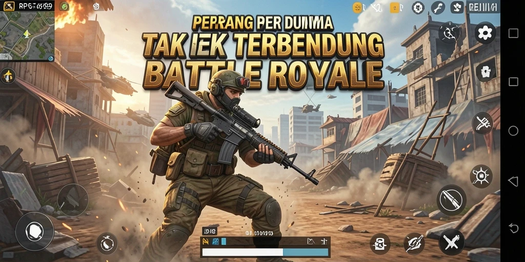 Gameplay aksi intens dalam RP6789, pertarungan seru di arena Battle Royale.