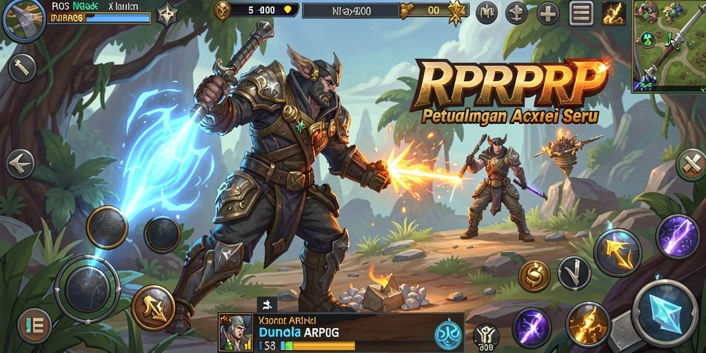 Screenshot menampilkan aksi pertempuran epik dalam RPRPRP.