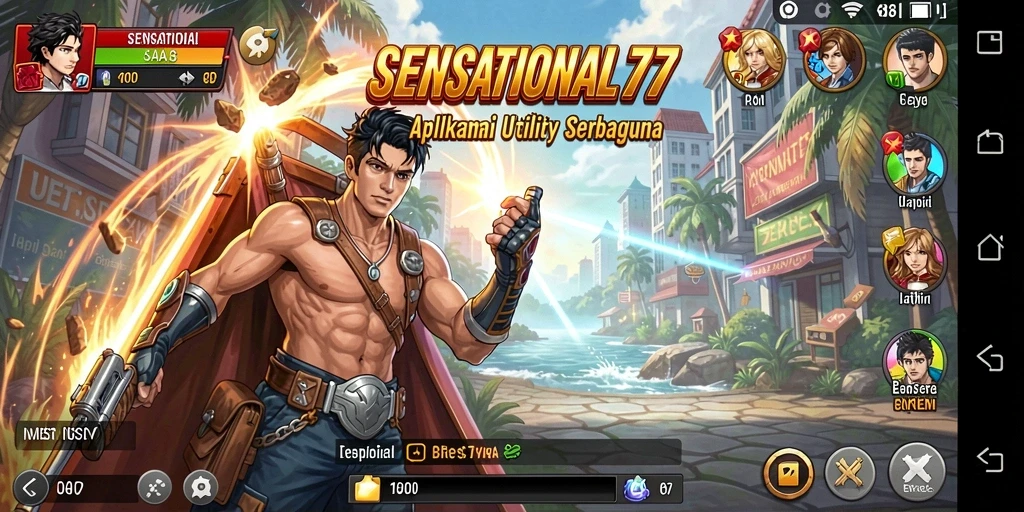 Tampilan antarmuka pengguna SENSATIONAL77 yang menarik dan fungsional.
