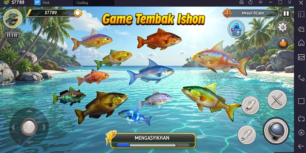 Screenshot utama ST789 menampilkan gameplay Tembak Ikan yang seru.
