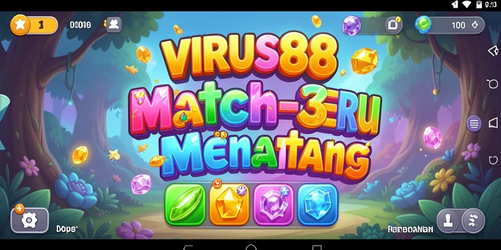 Tampilan gameplay seru pada VIRUS88 saat mencocokkan elemen Match-3.